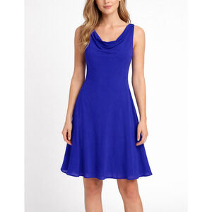 Luxe by Seraphine Silk Cowl Neck Dress Womens Maternity 6 Blue Cocktail Luxury